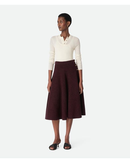 Bottega Veneta Red Wool Bouclé Skirt