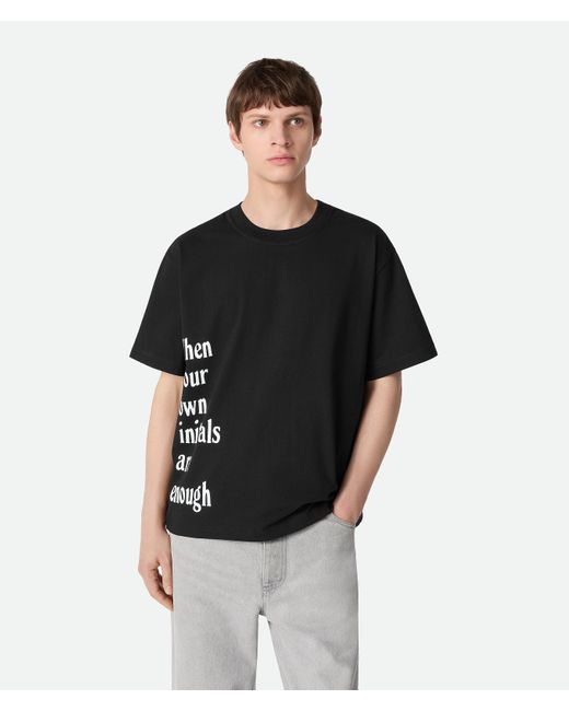 Bottega Veneta Black Cotton Printed Jersey T-Shirt for men
