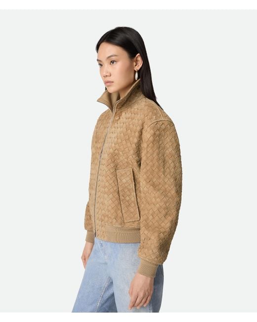 Bottega Veneta Natural Blouson Aus Intrecciato Wildleder