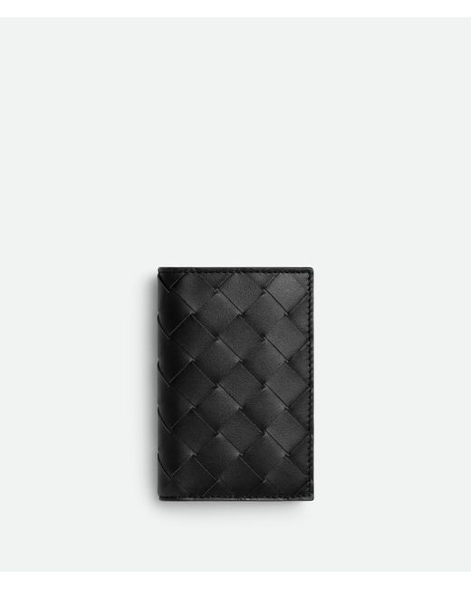 メンズ Bottega Veneta イントレチャート フラップカードケース Black