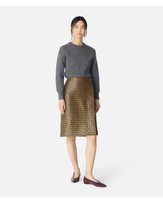 Bottega Veneta Multicolor Intrecciato Leather Skirt