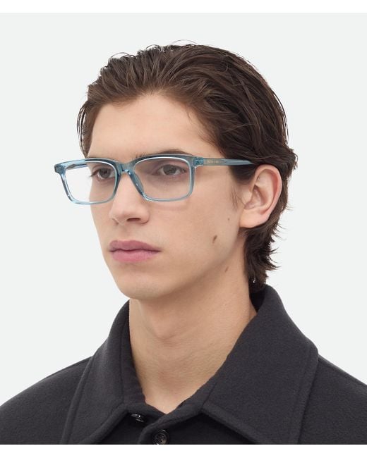 Bottega Veneta Blue Classic Rectangular Eyeglasses