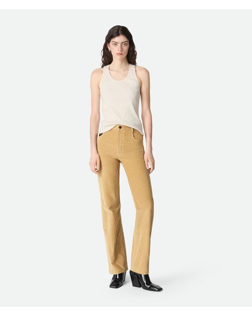 Bottega Veneta Natural Cotton Corduroy Trousers