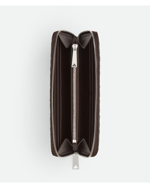 Bottega Veneta Intrecciato Portemonnaie Mit Umlaufenden Zip in Brown für Herren