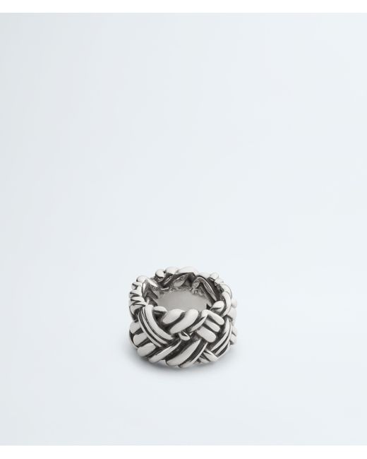 Bottega Veneta White Intreccio Ring for men