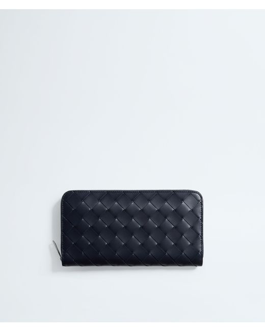 Bottega Veneta Blue Intrecciato Zip Around Wallet for men