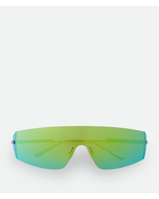 Bottega Veneta Green Futuristic Shield Sonnenbrille