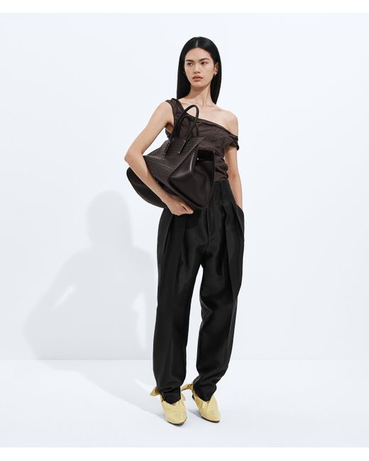 Bottega Veneta Black Washed Cotton And Viscose Twill Trousers