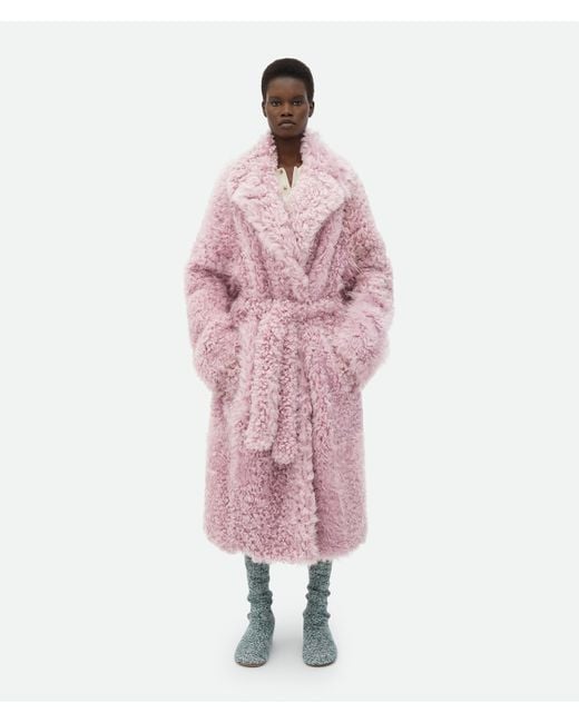Bottega Veneta Shearling Coat in Pink Lyst UK