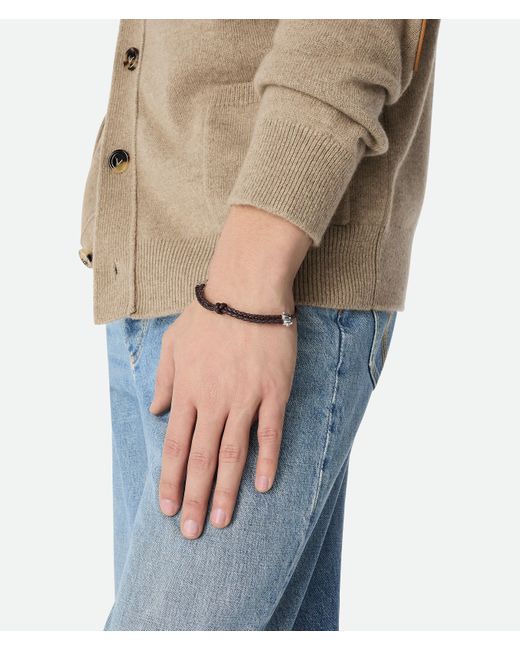 メンズ Bottega Veneta レザー ブレスレット White
