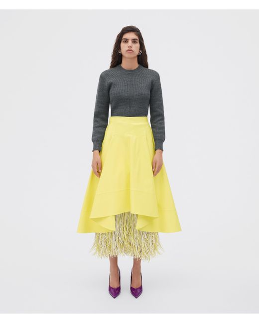 Bottega Veneta Yellow Shiny Leather Skirt