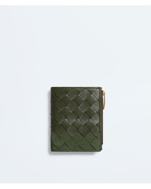 Bottega Veneta Green Intrecciato Small Bi-Fold Wallet
