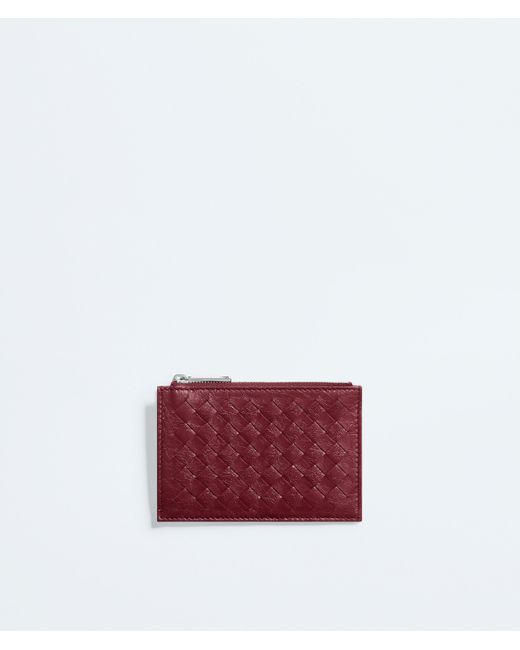 Bottega Veneta Red Woven Mycelium Zipped Card Case for men
