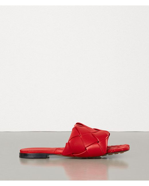 Bottega Veneta Red Lido Flat Sandals