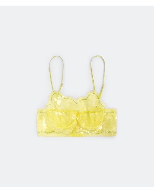 Bottega Veneta Synthetic Floral Lace And Sequins Wire Bra in Yellow