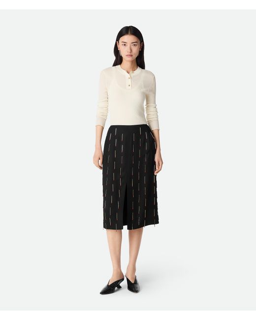 Bottega Veneta White Viskoserock Mit Streichhölzern