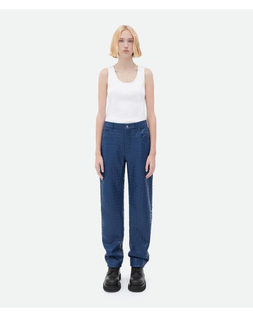 Bottega Veneta イントレチャートレザー パンツ Blue