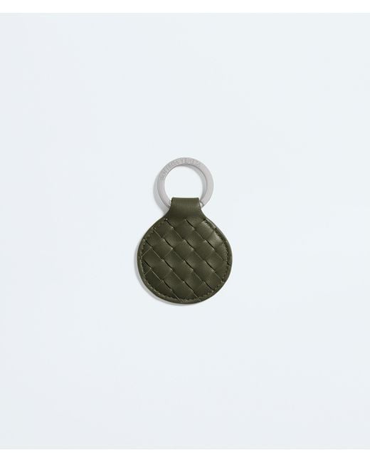 Bottega Veneta White Intrecciato Piccolo Round Key Ring for men