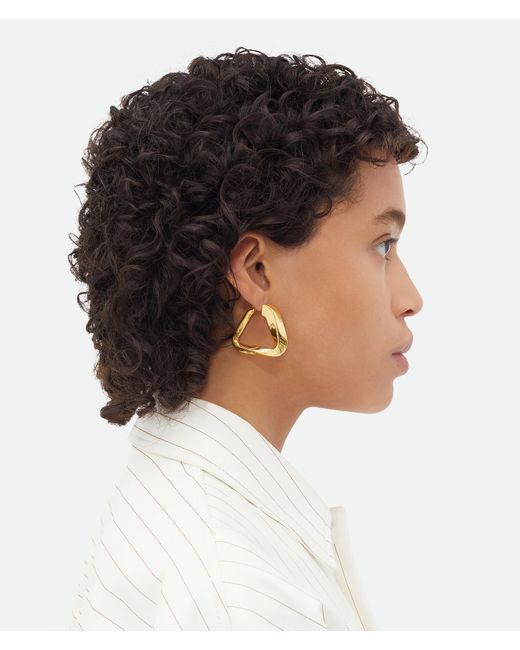 Bottega Veneta Metallic Large Twist Triangle Hoop Earrings