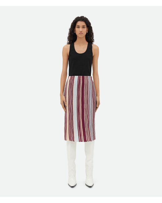 Bottega Veneta White Striped Linen Skirt