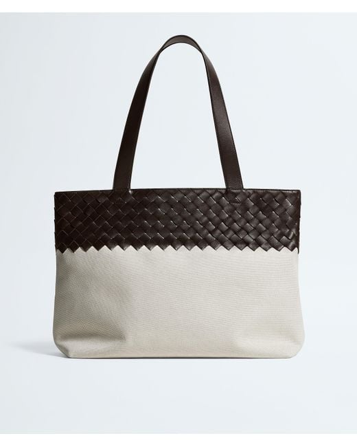 Bottega Veneta White Small Intrecciato Zipped Tote for men