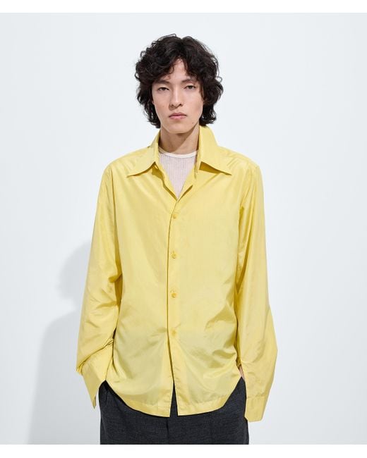 Bottega Veneta Yellow Silk Taffeta Shirt for men
