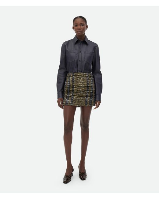 Bottega Veneta Black Check Pressed Wool Skirt