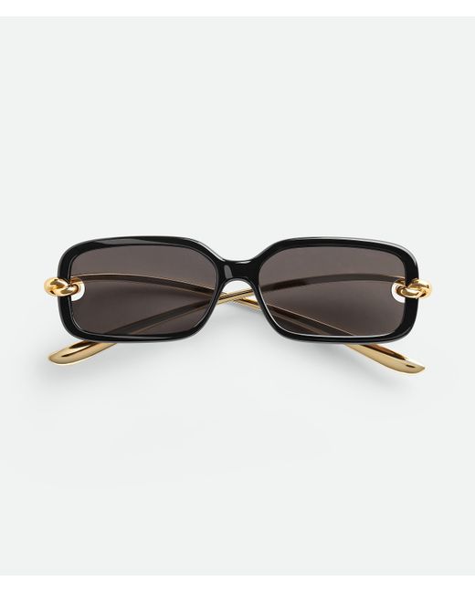 Bottega Veneta Black Knot Rectangular Sunglasses