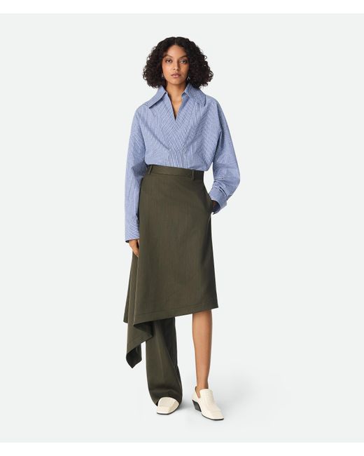 Bottega Veneta ウール サトル ストライプ スカート パンツ Blue