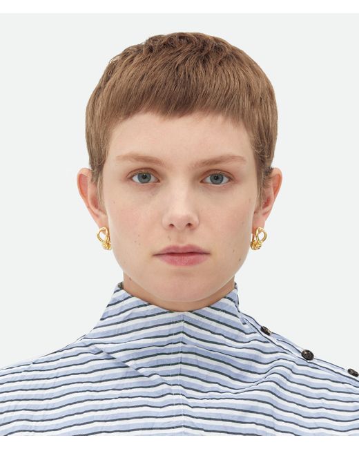 Bottega Veneta White Knot Hoop Ohrringe
