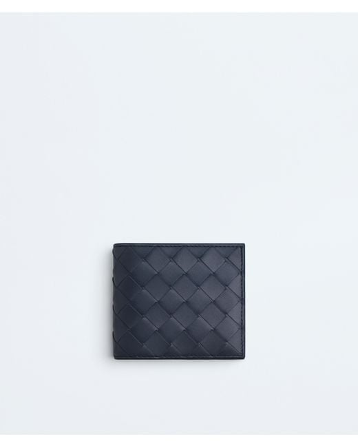 Bottega Veneta Blue Intrecciato Bi-Fold Wallet With Coin Purse for men