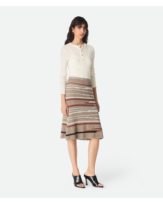 【関税＆送料込み】Bottega Veneta Cotton And Linen Skirt Bottega Veneta Linen And Cotton Skirt in White | Lyst