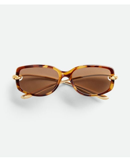 Bottega Veneta Brown Knot Rectangular Sunglasses
