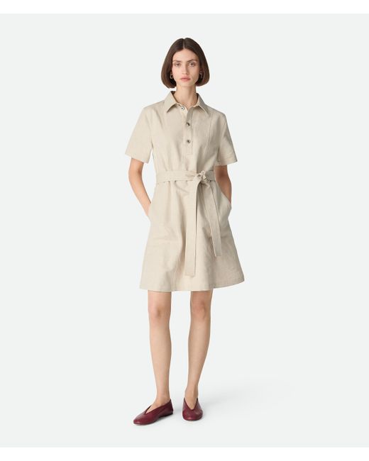 Bottega Veneta Natural Cotton And Linen Dress