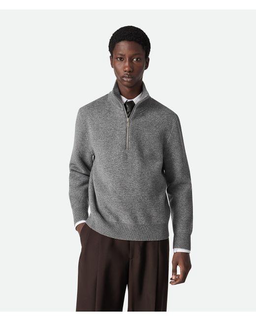 Bottega Veneta Gray Compact Cashmere Zip Up Jumper for men