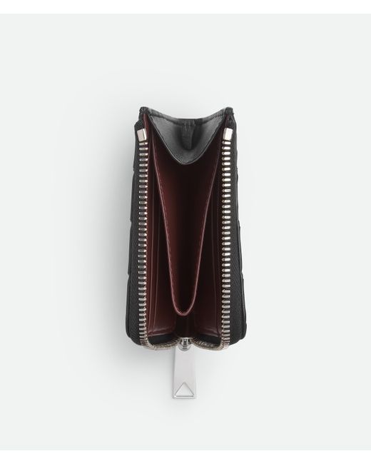 メンズ Bottega Veneta イントレチャート スクエア ジップアラウンドウォレット Black