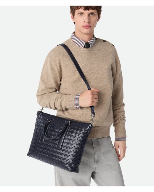 Bottega Veneta Blue Intrecciato Soft Briefcase for men