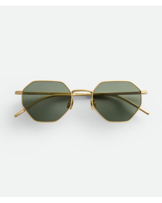 Bottega Veneta Green Intrecciato Geometrical Sunglasses