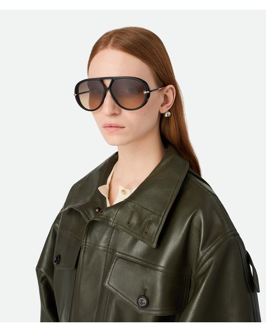 Bottega Veneta ドロップ パイロット サングラス Brown