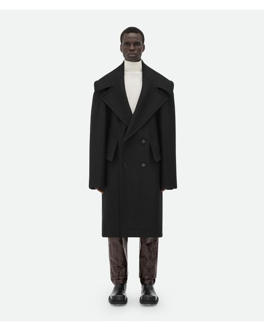 Bottega Veneta Felted Wool Coat in Black for Men | Lyst