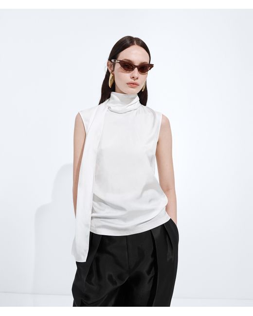 Bottega Veneta White Silk Stretch Satin Top