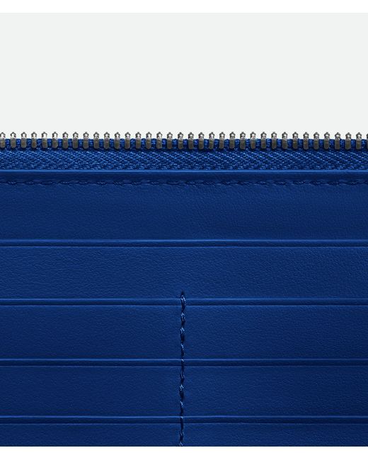 Bottega Veneta Blue Intrecciato Zip Around Wallet for men