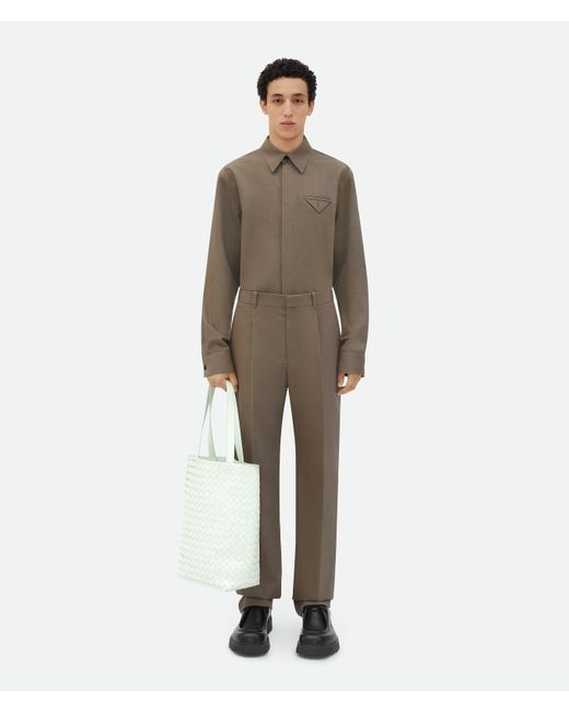 メンズ Bottega Veneta スモール イントレチャート トートバッグ White