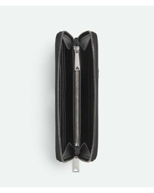 メンズ Bottega Veneta イントレチャート ジップアラウンドウォレット Black