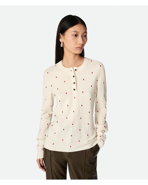 Bottega Veneta Natural Cotton Embroidered Matches Top
