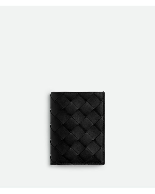 メンズ Bottega Veneta イントレチャート スリム フラップカードケース Black