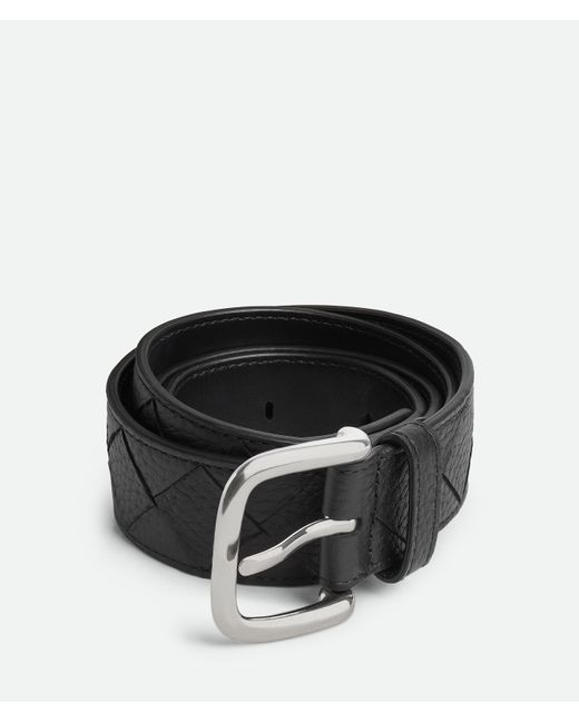 Bottega Veneta メンズ ブラック イントレチャートトリヨンベルト