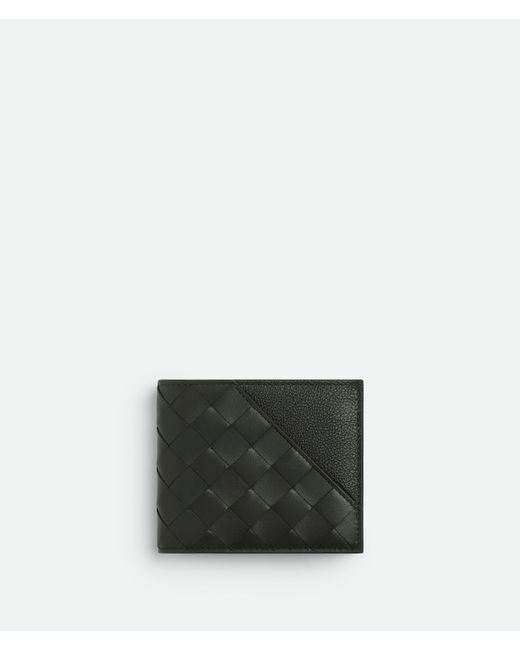 Bottega Veneta Gray Intrecciato Diagonal Bi-Fold Wallet With Coin Purse for men
