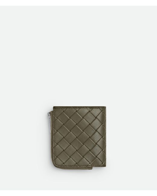 Bottega Veneta Green Intrecciato Stamp Bi-Fold Wallet for men