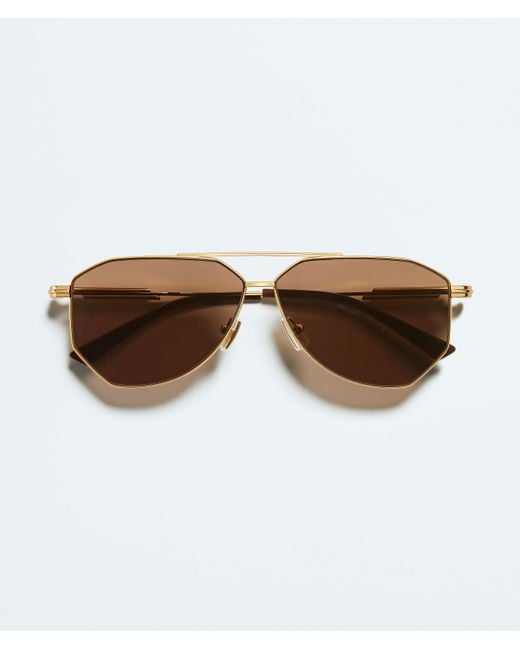 Bottega Veneta Brown Classic Aviator Sunglasses